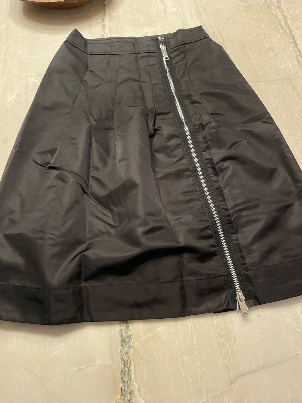 Ganni Black A-Line Skirt with Silver Exposed Zipper